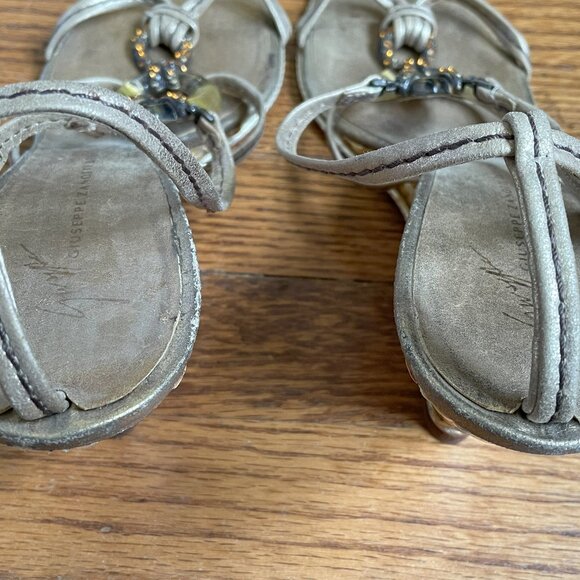 Giuseppe Zanotti Gold Leather & Bamboo Wedge Heels, EU 40 - Picture 13 of 16